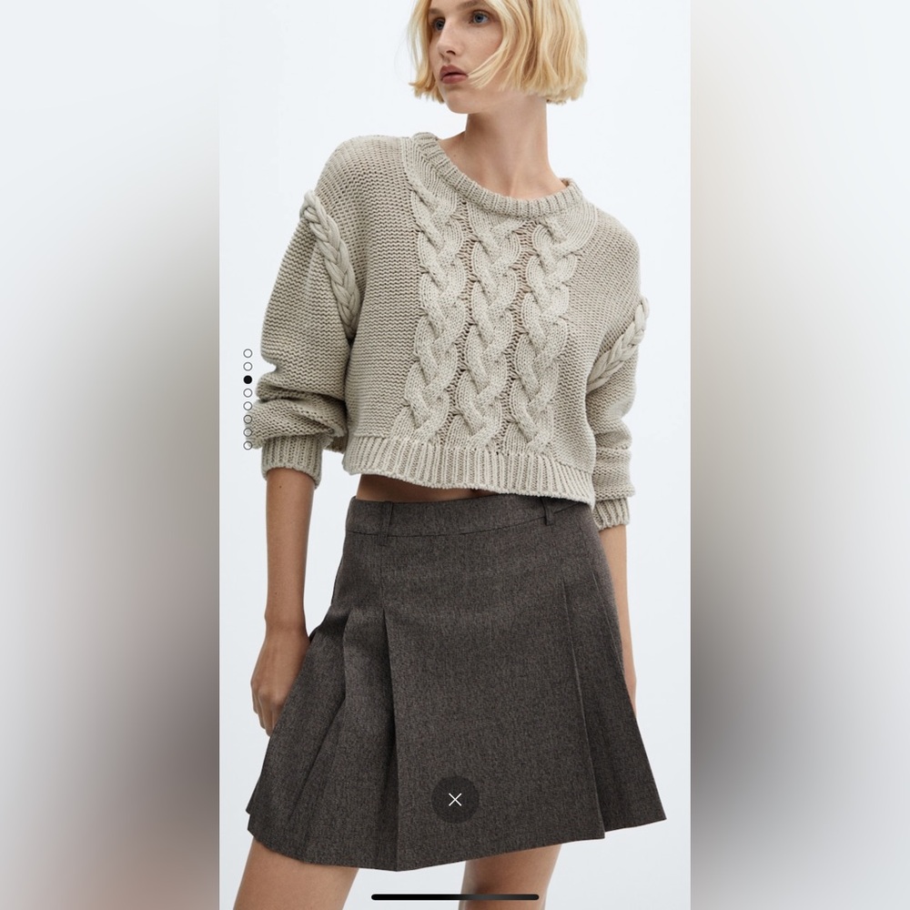 MANGO PLEATED MINI SKIRT PLAID BROWN MEDIUM